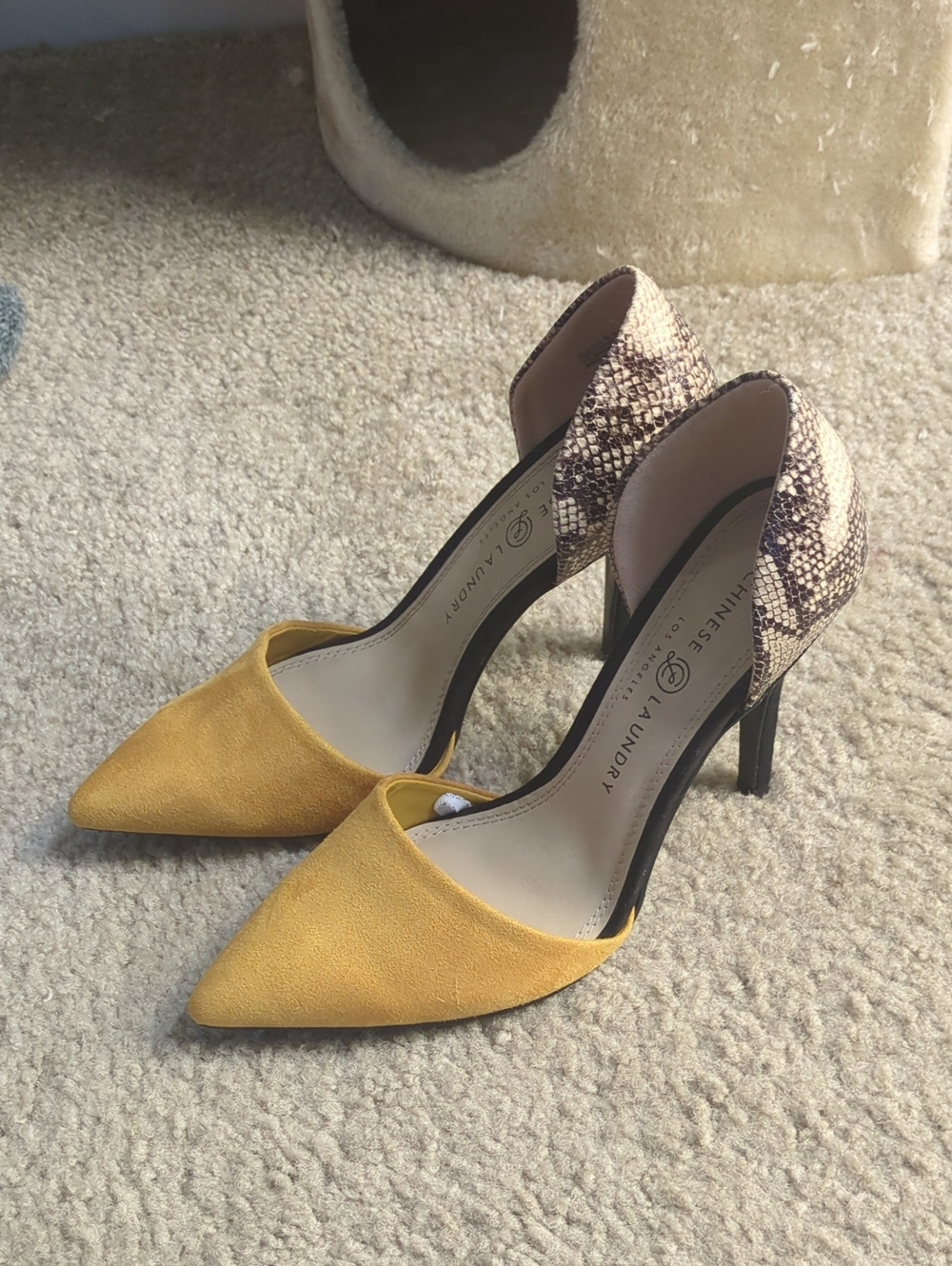 Chinese Laundry Yellow Suede Pointed Toe D'Orsay Pump